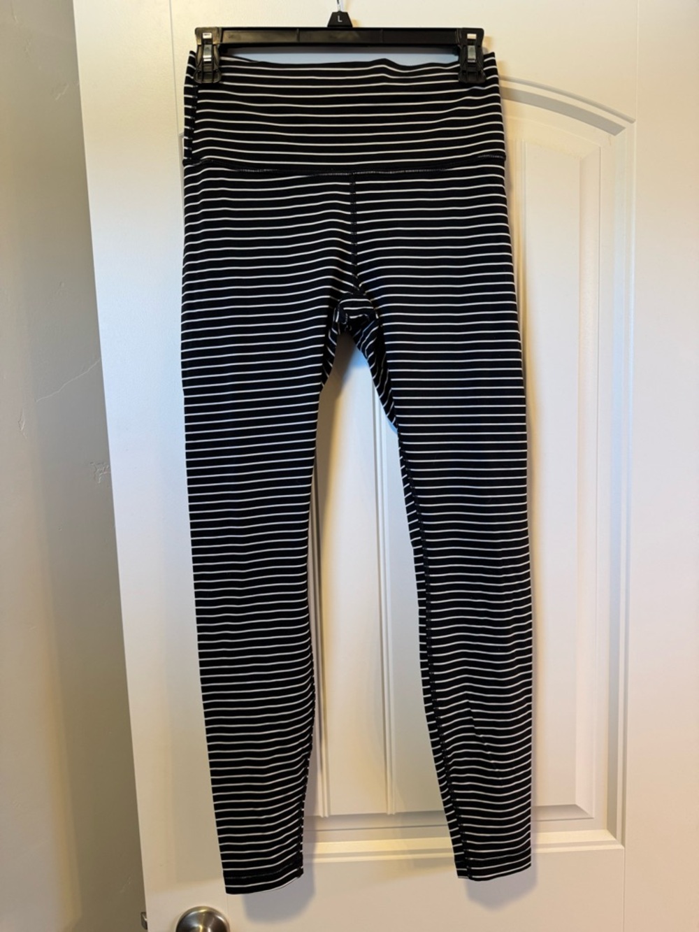 lululemon athletica Black and White Striped Full-Length Leggings